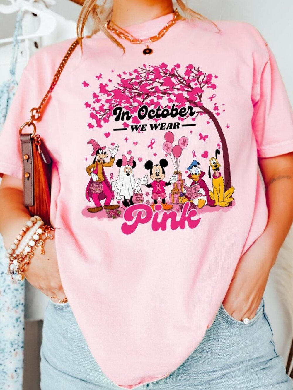 In October We Wear Pink Disney Breast Cancer Awareness T- Shirt